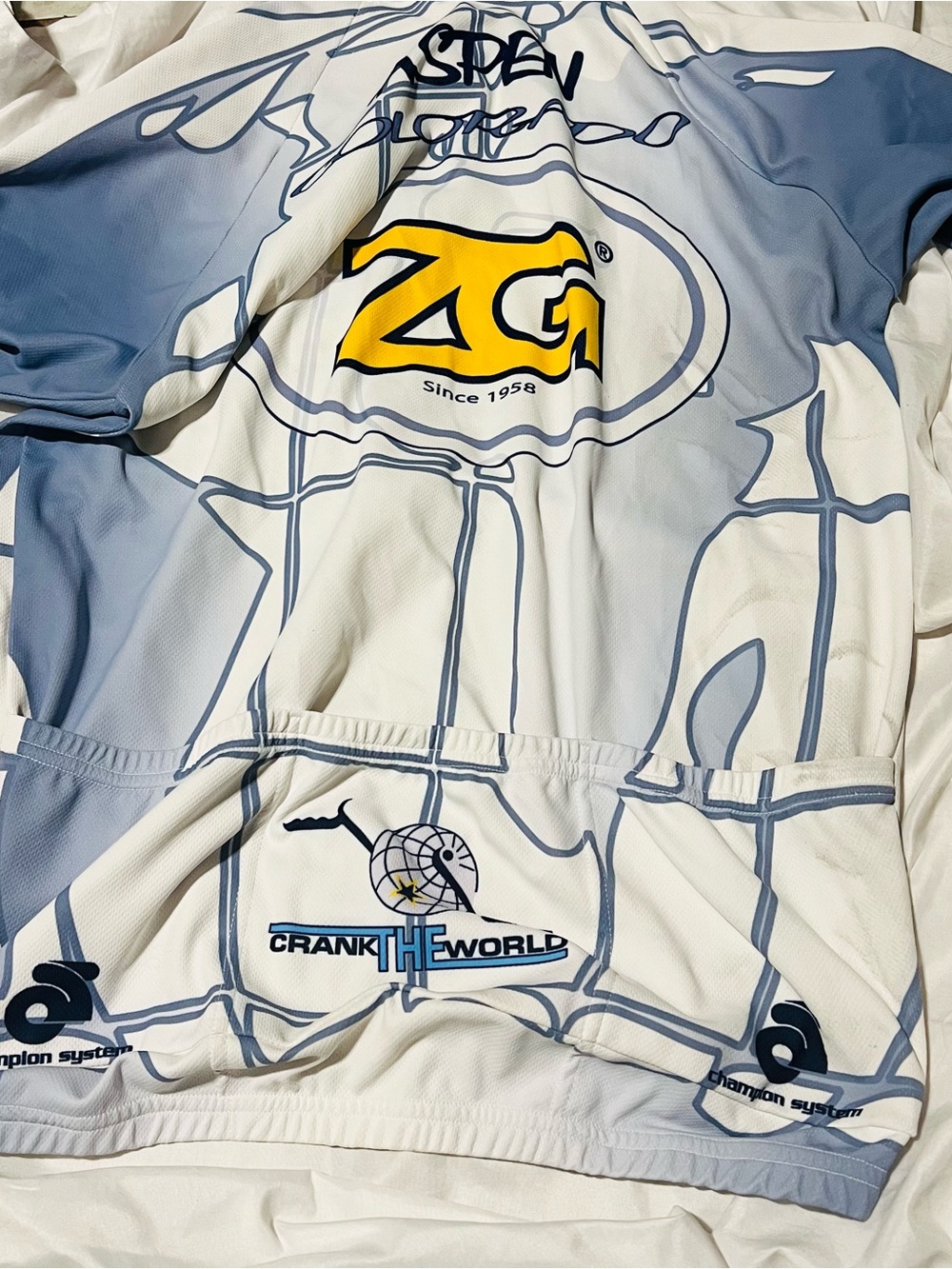 Kids Cycling Jersey - White & Light Blue